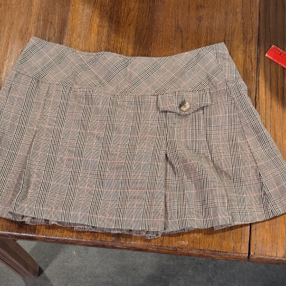 Source Unknown Checkered Mini Skirt - Black and Pink